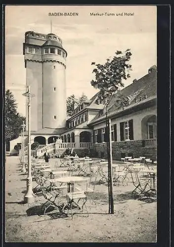 AK Baden-Baden, Merkur-Turm und Hotel