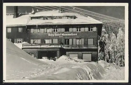 AK Seebach / Schwarzwald, Berg-Hotel Mummelsee im Schnee