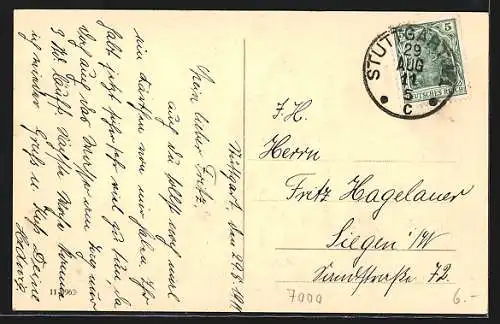 AK Stuttgart, Landesgewerbemuseum mit Strassenpartie