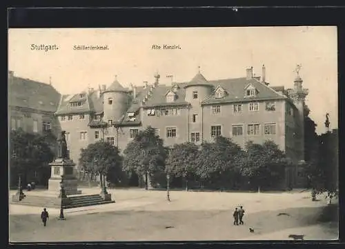 AK Stuttgart, Schillerdenkmal und Alte Kanzlei
