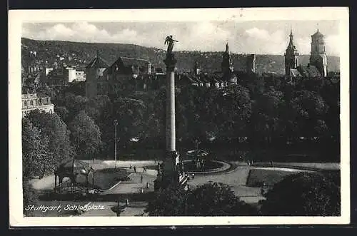 AK Stuttgart, Schlossplatz mit Säule