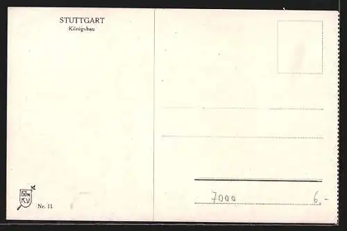 AK Stuttgart, Königsbau mit Park und Strassenbahn