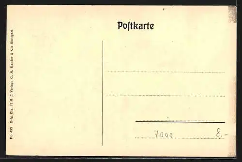 AK Stuttgart, Kaiser Wilhelm-Denkmal mit Löwenstatuen