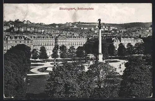 AK Stuttgart, Schlossplatz mit Säule