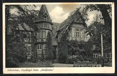 AK Stübeckshorn /Lüneburger Heide, Blick auf das Gasthaus Waldfrieden