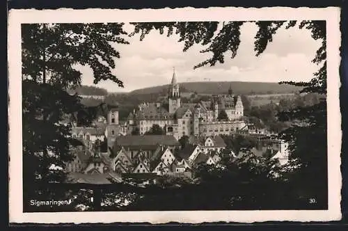 AK Sigmaringen, Teilansicht mit Schloss