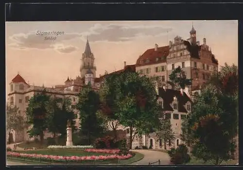 AK Sigmaringen, Schloss mit Park und Denkmal