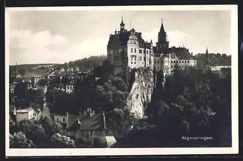 AK Sigmaringen, Blick auf das Schloss im Sonnenschein