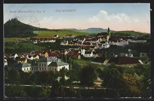 AK Hechingen, Ortsansicht mit Burg Hohenzollern