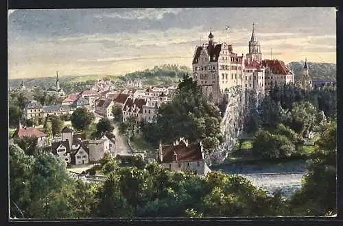 Künstler-AK Sigmaringen, Ansicht der Stadt