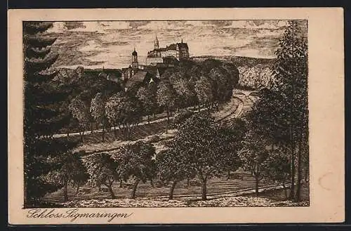 Künstler-AK Sigmaringen, das Schloss Sigmaringen