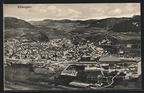 AK Ebingen, Ortsansicht aus der Vogelschau