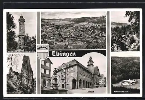AK Ebingen, Ortsansicht, Rathaus, Walderholungsheim