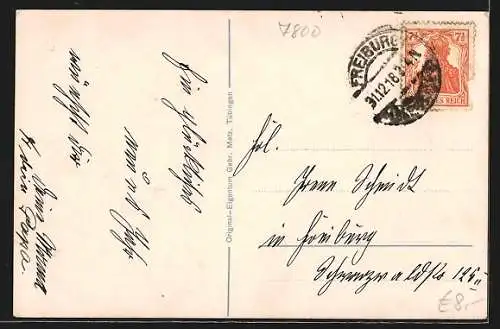 AK Freiburg i. B., Ortsansicht im Winter