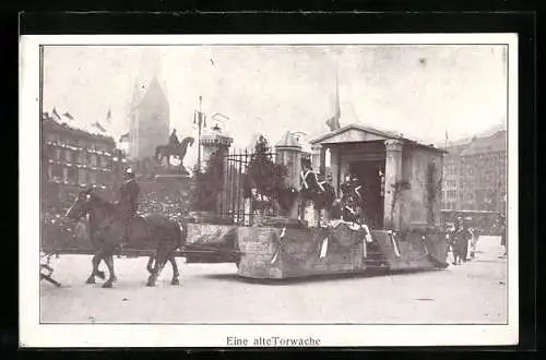 AK Hamburg, XVI. Deutsches Bundesschiessen 1909, Wagen mit Soldaten
