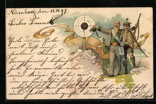 Lithographie Mitglieder des Schützenvereins