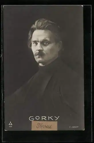 AK Maxim Gorki, Portrait des jungen Dichters