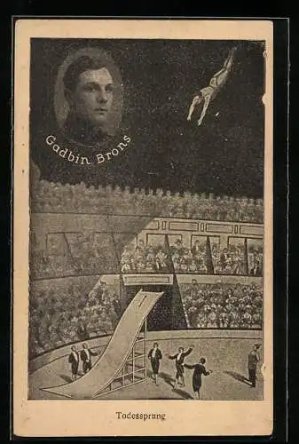 AK der Akrobat Gadbin Brons beim Todessprung