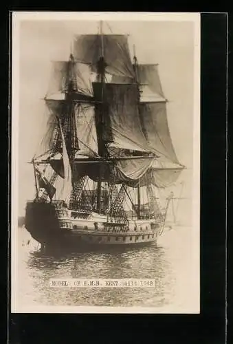 AK Segelschiff H. M. S. Kent, Erbaut 1762, Modellbau