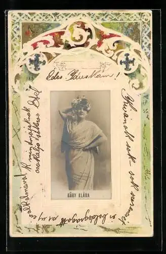 Foto-Collage-AK Schauspielerin Klara Küry in Pose