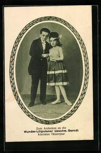 AK Wunder-Liliputaner Geschwister Berndt, Tänzerpaar