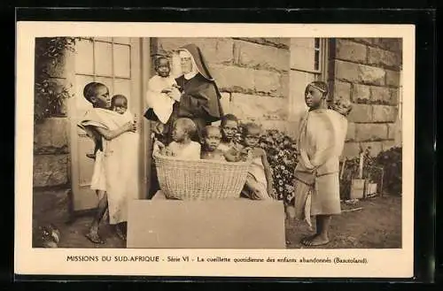 AK Basutoland, Mission du Sud-Afrique, la cueillette quotidienne des enfants abandonnes