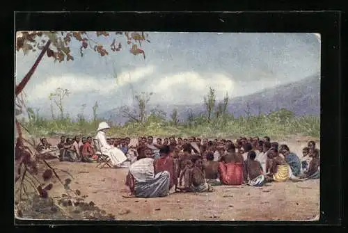 AK Mangoche, Universities` Mission to Central Africa, Hearers Class, Missionar mit Schülern