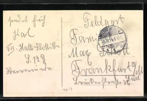 Präge-AK Geldsack und gerollte Münzen mit Kleeblättern, Neujahrsgruss