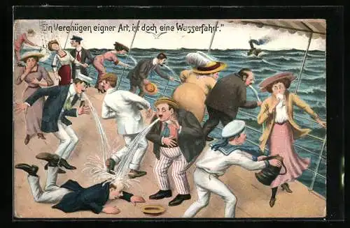 AK Fahrgäste auf Schiff, Toilettenhumor