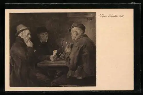 Künstler-AK Hans Best: drei Männer bei einer Partie 66