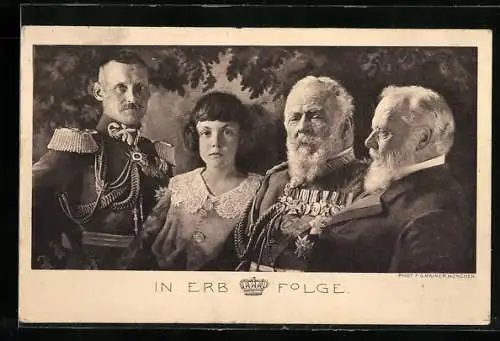 AK Portraits der Bayrischen Erbfolge, Kronprinz Rupprecht, König Ludwig III. und Erbprinz Albrecht