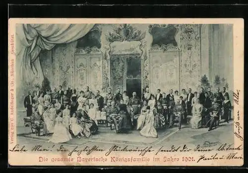 AK die gesamte bayerische Königsfamilie im Jahr 1901