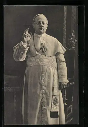 AK Papst Pius XI. während einer Predigt