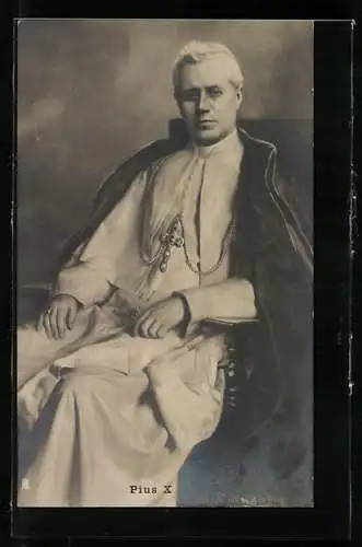 AK Papst Pius X. im Sitzen