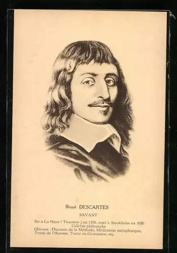 AK René Descartes, Konterfei des berühmten Philosophen