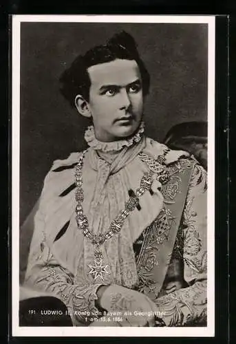 AK König Ludwig II. im Ordensrittergewand