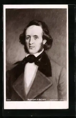 Künstler-AK Mendelssohn im Portrait mit Fliege und Anzug