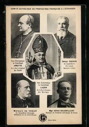 AK Son Eminence le Cardinal Lucon, Son Eminence le Cardinal Amette, Denys Cochin, Marquis de Vogue, Mgr Alfred Baudrilla