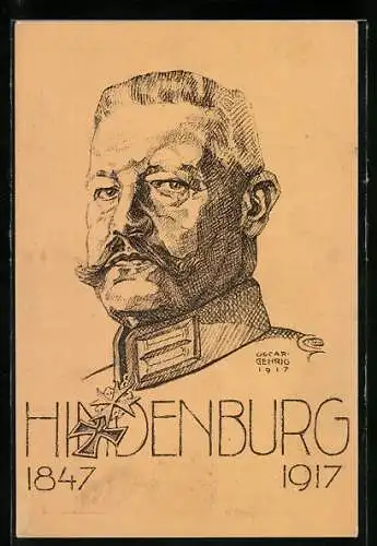 Künstler-AK Paul von Hindenburg in Uniform