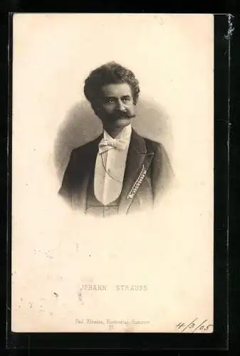 AK Johann Strauss, Portrait des Komponisten