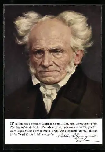 AK Porträt Arthur Schopenhauers, Zitat