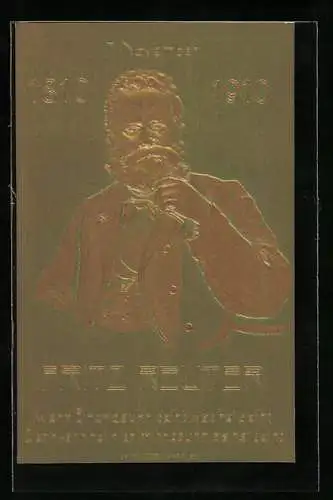 Präge-AK Abbildung von Fritz Reuter zu dessen 100. Geburtstag