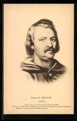 AK Konterfei des Schriftstellers und Poeten Honoré de Balzac