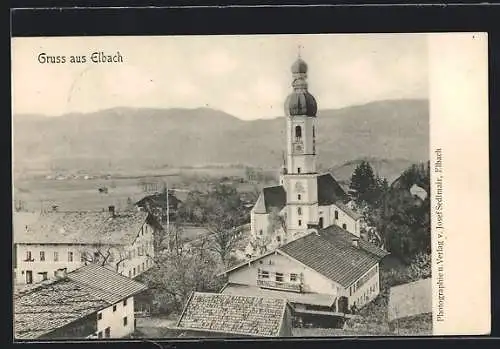 AK Elbach / Schliersee, Blick auf die Kirche
