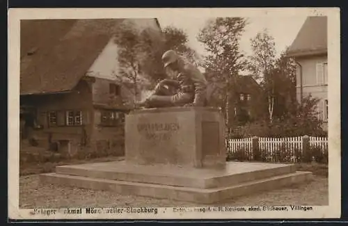 AK Mönchweiler-Stockburg, Kriegerdenkmal mit einem Soldaten