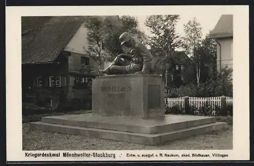 AK Mönchweiler-Stockburg, Das Kriegerdenkmal mit einem Soldaten