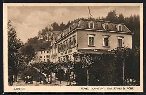 AK Triberg, Hotel Tannne und Wallfahrtskirche