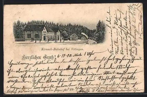 Lithographie Kirnach bei Villingen, Bahnhof