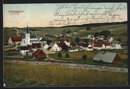 AK Unterkirnach, Teilansicht mit Kirche