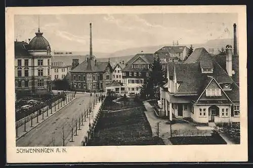 AK Schwenningen a. N., Schlenker Kienzle Uhrenfabrik, Strassenpartie